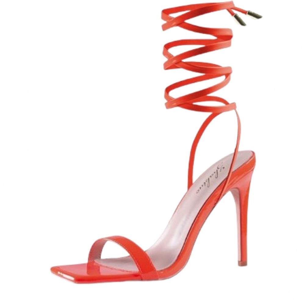 Women’s Strappy Lace Up Square Toe Stiletto Heel Sandals